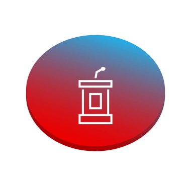 beyaz zemin üzerine kırmızı ve mavi elips simgesinde tribün