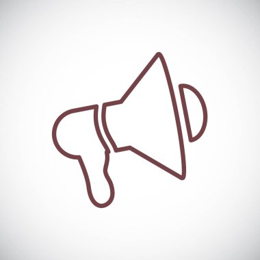 Beyaz arka planda gri köşeli megafon illüstrasyon.