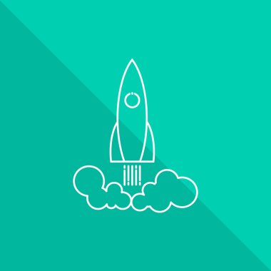 Roket illüstrasyon yeşil arka plan üzerinde uçan