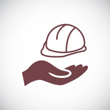 el koruyucu kask düz simgesi, vektör, illüstrasyon