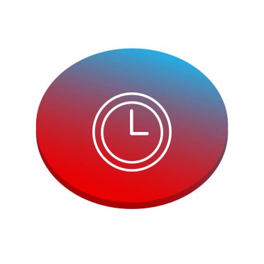 Saat simgesi beyaz zemin üzerine kırmızı ve mavi elips içinde