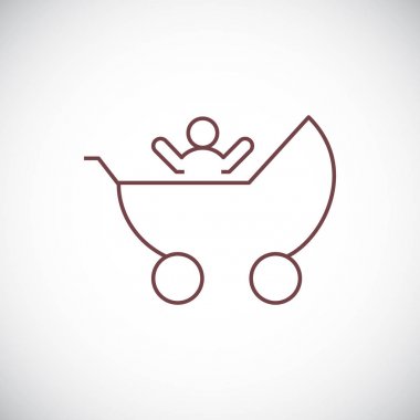 Çocuk arabası düz simgesi, vektör çizim