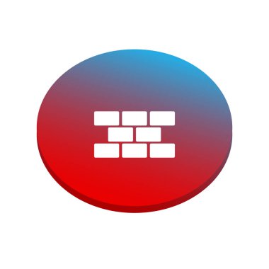 Tuğla illüstrasyon kırmızı ve mavi arka plan üzerinde.