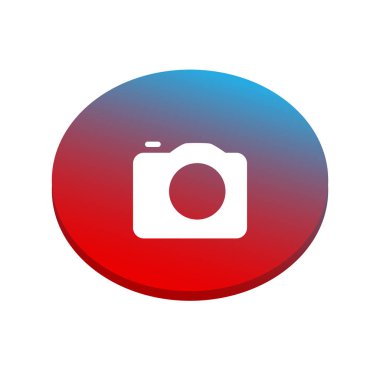 Kamera illüstrasyon kırmızı ve mavi arka plan üzerinde.