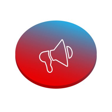 Megafon illüstrasyon kırmızı ve mavi arka plan üzerinde.