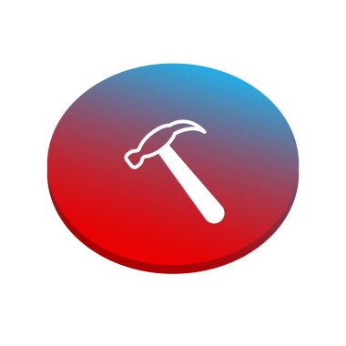 İllüstrasyon kırmızı ve mavi arka plan üzerinde çekiç.