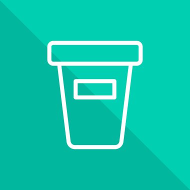 Kağıt bardak kahve, satırı simgesi turuncu ile çapraz kare üzerinde