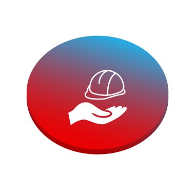 el koruyucu kask düz simgesi, vektör, illüstrasyon