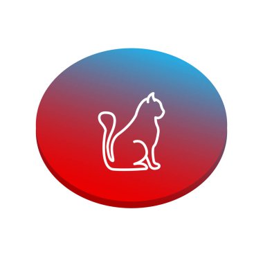 kedi yassı simgesi, vektör illüstrasyonu