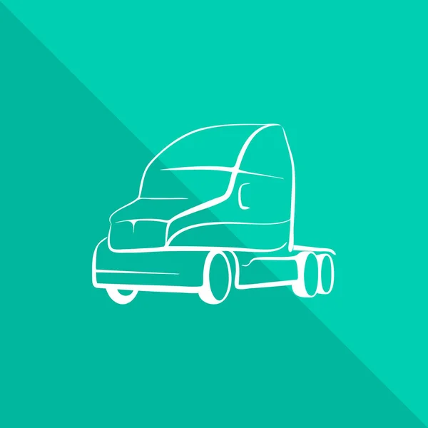 Body Semi Trailer Truck Line Icon Turqiose Square Diagonal — Stock Vector