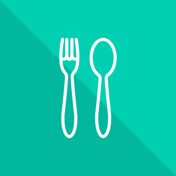 Fork Colher Ícone Linha Quadrado Turqiose Com Diagonal — Vetor de Stock