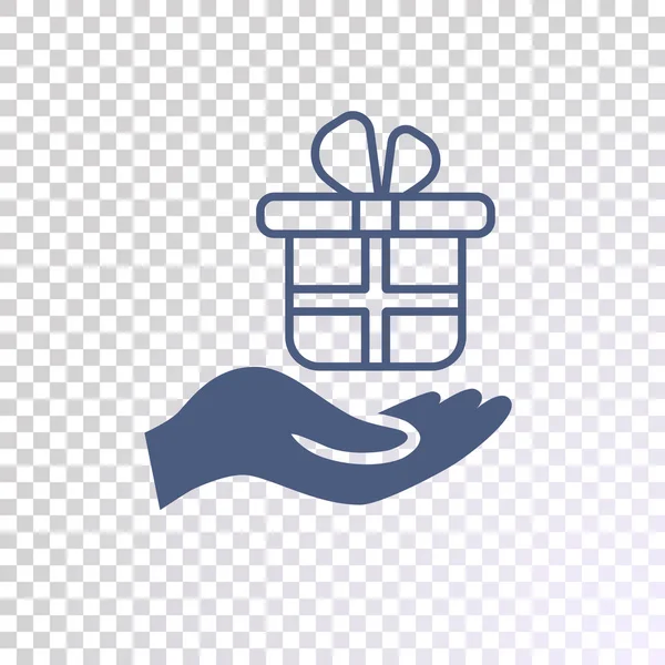 Main Avec Boîte Cadeau Icône Plate Vecteur Illustration — Image vectorielle