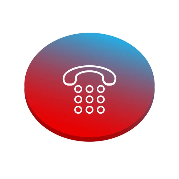 Icono Teléfono Vintage Elipse Roja Azul Sobre Fondo Blanco — Vector de stock