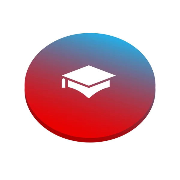 Απόφοιτος Καπέλο Εικονογράφηση Κόκκινο Και Μπλε Φόντο — Διανυσματικό Αρχείο