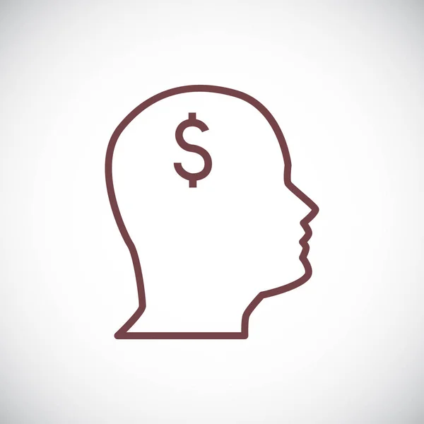 Ανθρώπινο Κεφάλι Σύμβολο Δολαρίου Μέσα Λευκό Φόντο Γκρίζες Γωνίες — Διανυσματικό Αρχείο
