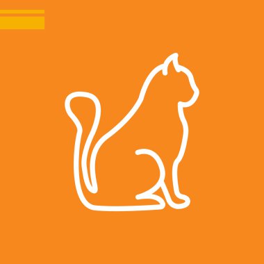 kedi yassı simgesi, vektör illüstrasyonu