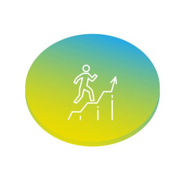 Tabela sarı ve mavi daire içinde beyaz arka plan üzerinde giden adam