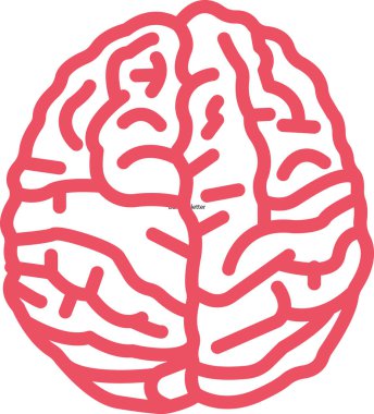 insan beyni düz simgesi, vektör, illüstrasyon