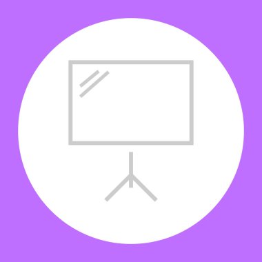 Menekşe arka plan üzerinde beyaz daire içinde stand billboard