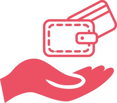 M-cüzdan ve kredi kartı beyaz arka plan üzerinde izole insan eliyle