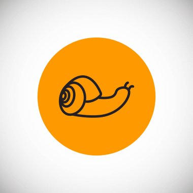 Salyangoz beyaz arka planda turuncu daire oturum açmak