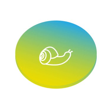 Salyangoz beyaz zemin üzerine sarı ve mavi daire oturum açmak