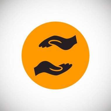 Beyaz arka planda turuncu daire içinde insan elinin işaret