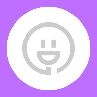 Gülen ve fiş Menekşe arka plan üzerinde beyaz daire içinde oturum açın