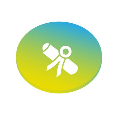 Diploma yassı simgesi, vektör illüstrasyonu