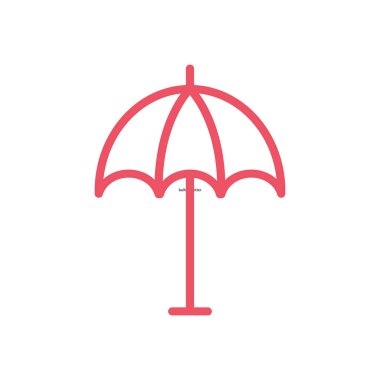 plaj şemsiye satırı simgesi, vektör çizim