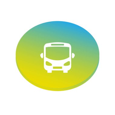 Beyaz arka planda sarı ve mavi daire otobüs oturum açmak