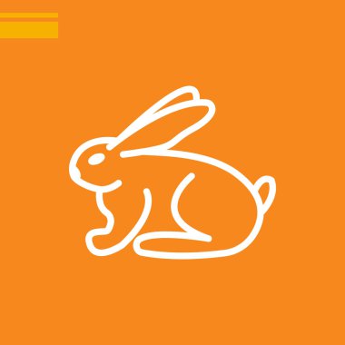 Tavşan işareti turuncu zemin üzerine