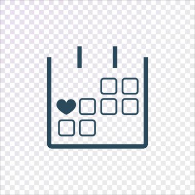 Takvim kalp ile şeffaf arka plan üzerinde oturum