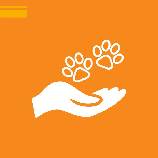 Mano Humana Con Patas Animal Signo Sobre Fondo Naranja — Archivo Imágenes Vectoriales