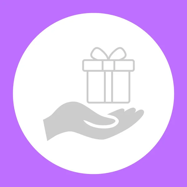 Mensch Hängen Mit Geschenkbox Weißem Kreis Auf Violettem Hintergrund — Stockvektor