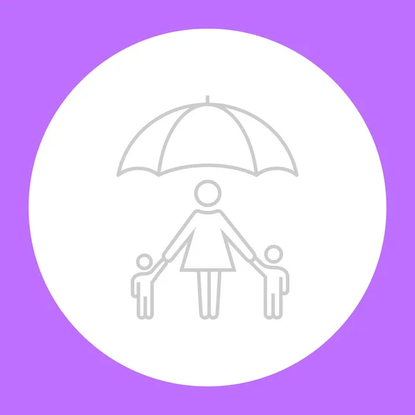 Mother Children Umbrella White Circle Violet Background — Stock Vector