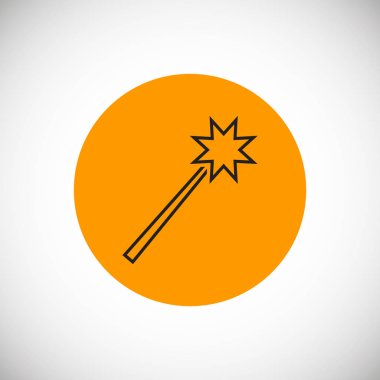 Beyaz arka planda turuncu daire içinde sihirli değnek