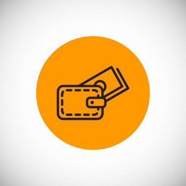 Para simgesi ve vektör illüstrasyonlu cüzdan