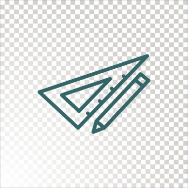 Üçgen cetvel simgesiyle kalem