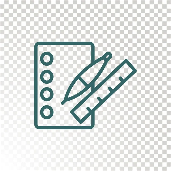 Notebook Ruler Pen Flat Icon Vector Illustration — Stock Vector