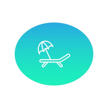 şezlong ve şemsiye kutsal kişilerin resmi, vektör çizim 