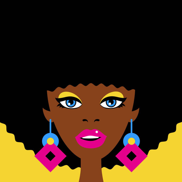 Молодая секси удивила африканскую женщину с открытым ртом. Векторный красочный фон в стиле ретро-комикса
.