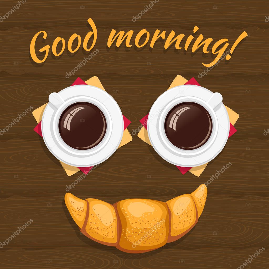 Buongiorno! Colazione composta da due tazze di caffè con ...