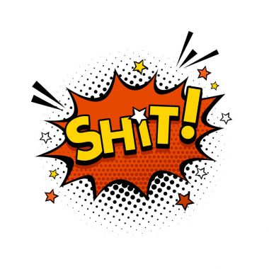 Komik konuşma balonu ifade metin bok ile. Vektör parlak dinamik çizgi film illüstrasyon izole beyaz arka plan üzerinde retro pop sanat tarzı.