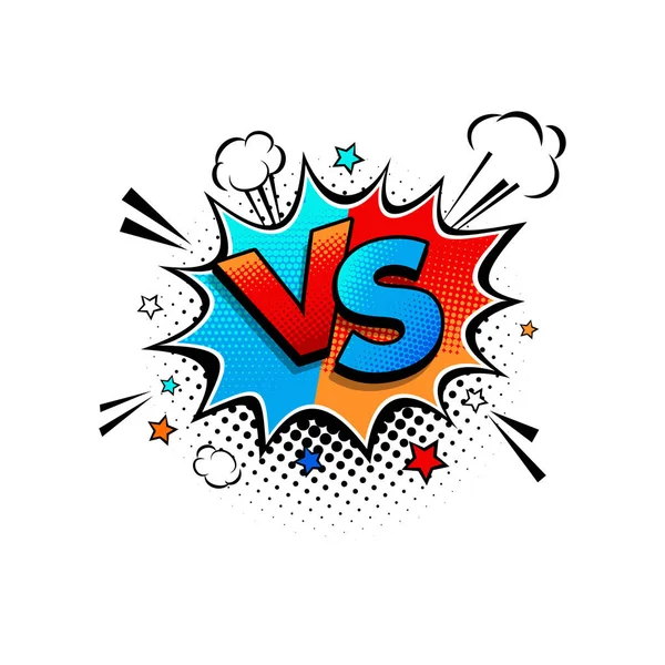 Download Fight comic speech bubble with expression text VS or versus, clouds and stars Vector bright ...
