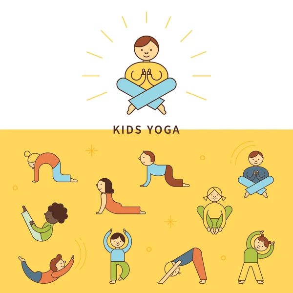 Kids yoga line — Stock Vector