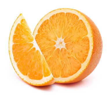 portakal dilimleri üzerinde beyaz izole