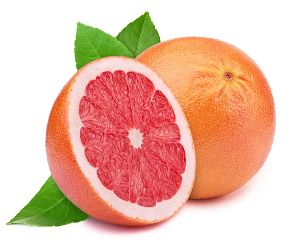 Grapefruit mit Scheibe isoliert auf weiß — Stockfoto
