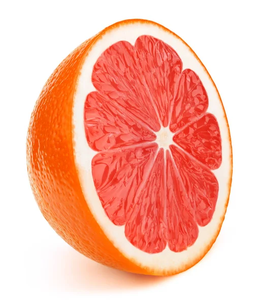 Половина фруктового ломтика грейпфрута изолирована на белом — стоковое фото