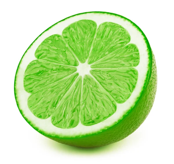 Half of lime fruit slice isolated on white — Stock Photo, Image